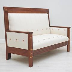 German Arts & Crafts Loveseat Upholstered in Period Style Fabric circa 1900-1910