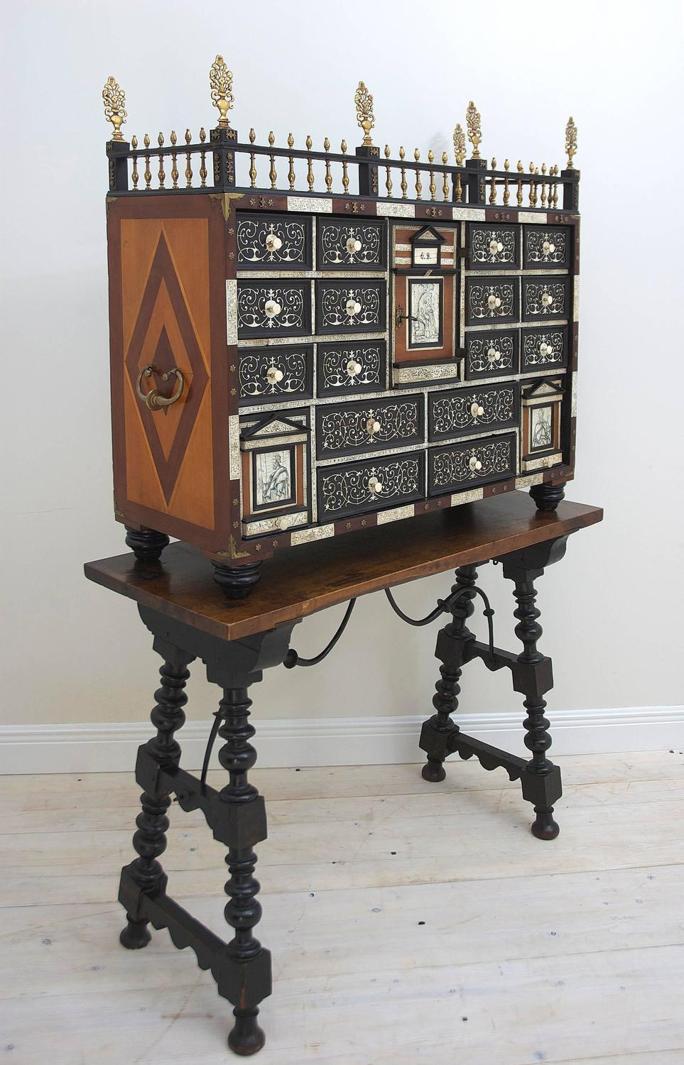 18th Century Spanish Italian Vargueño Seated On A Traditional 18th Century Spanish Italian Vargueño Seated On A Traditional Table For At 1stdibs