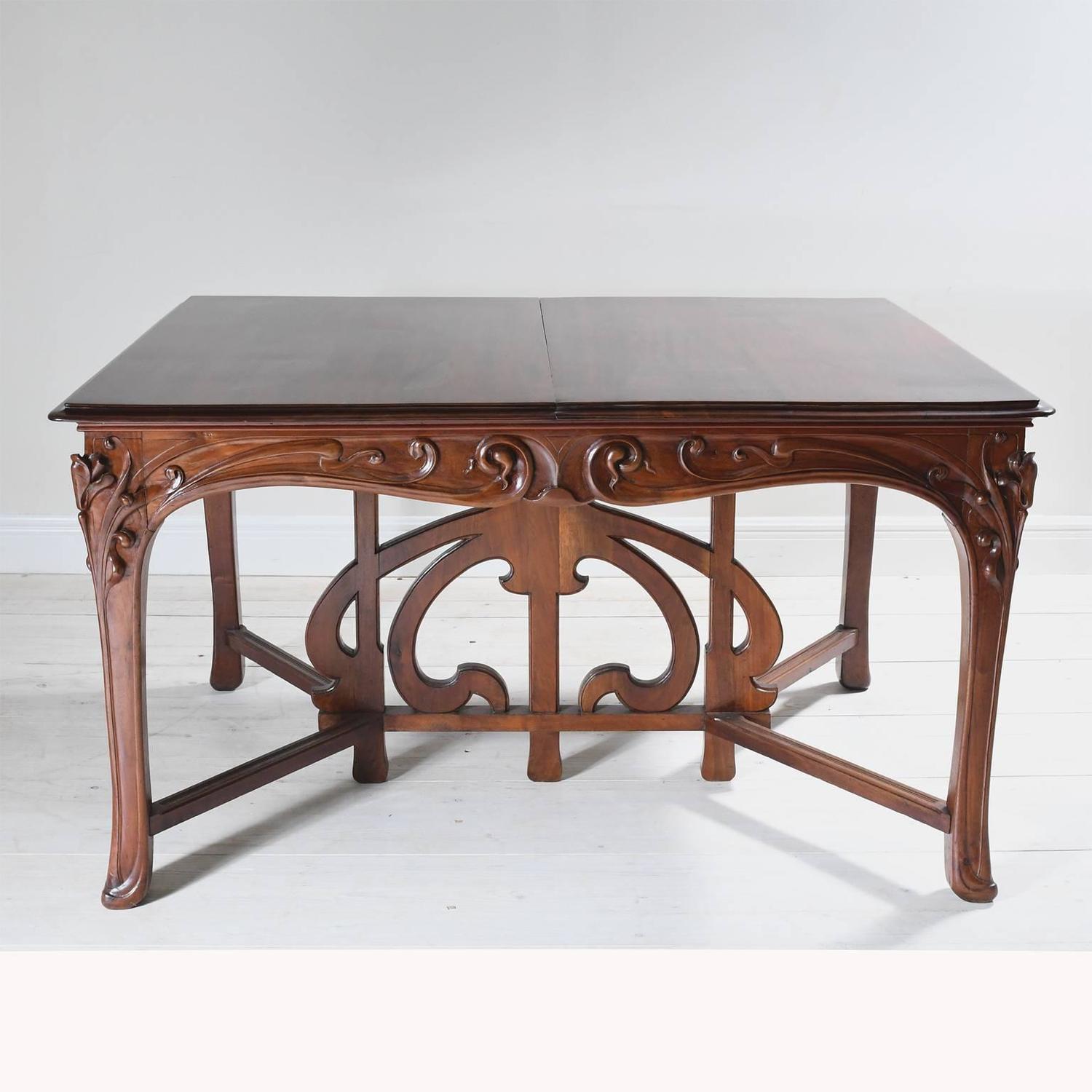 Art Nouveau Dining Suite with Six Chairs and Extension Table, France