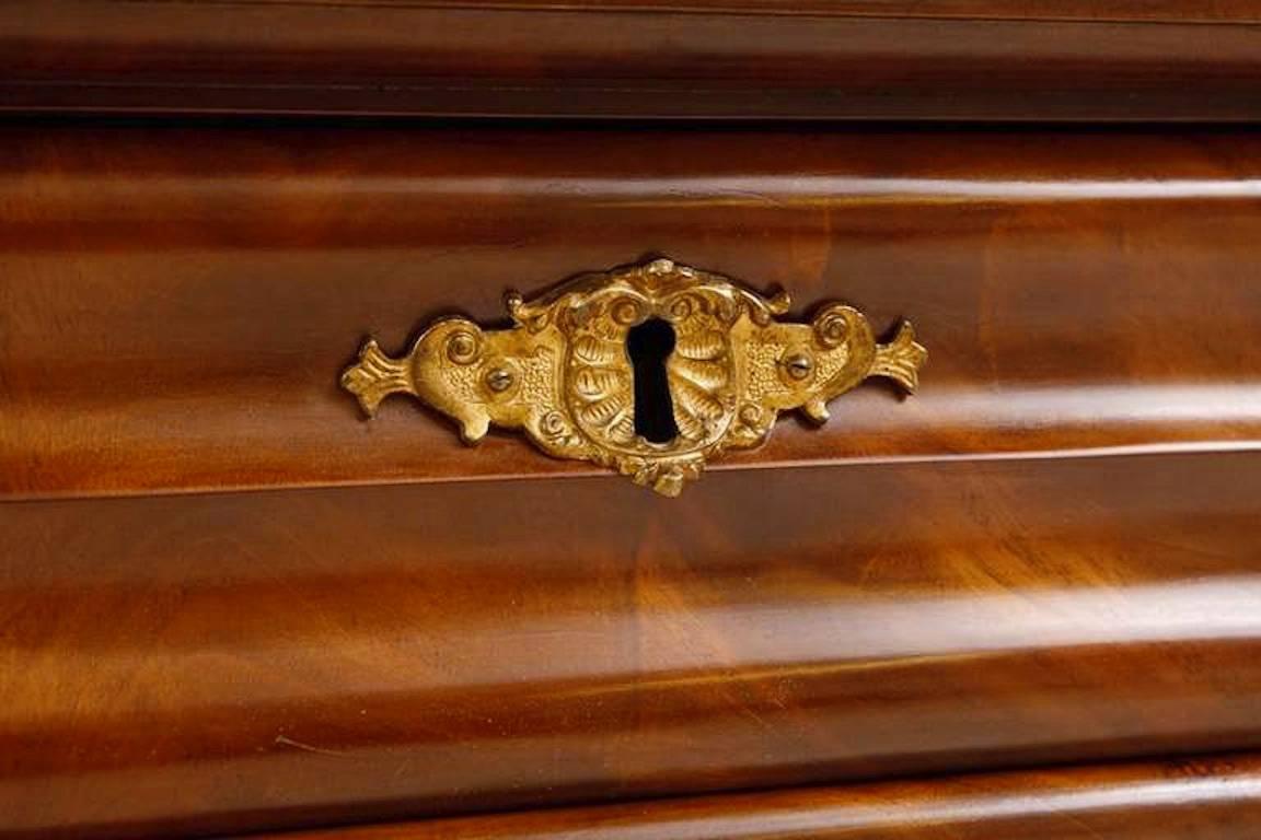 Louis Philippe Louis Phillipe North German Fall-Front Secretary in Flame Mahogany, circa 1855 For Sale