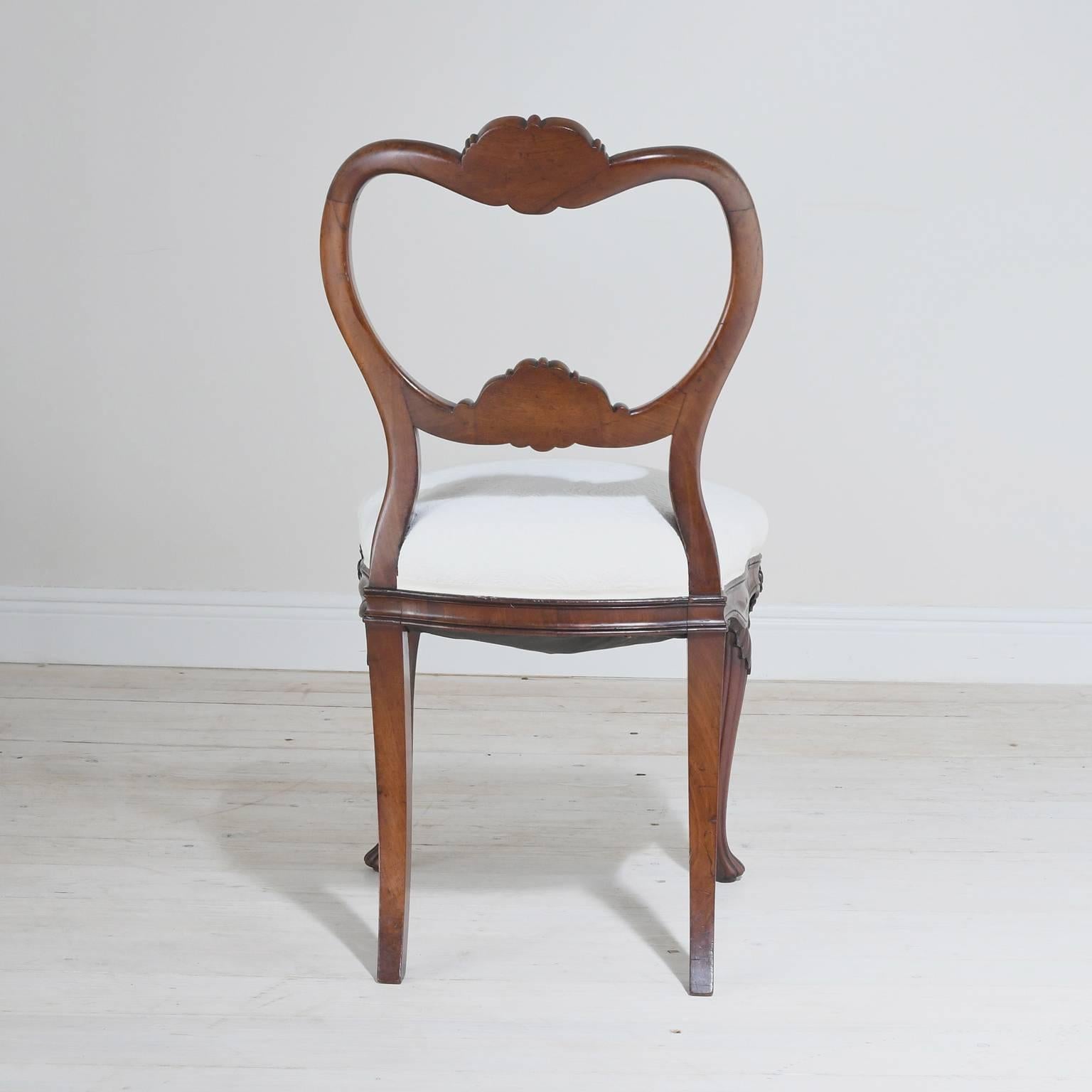 Belgian Set of Six Flemish Dining Chairs with Carved Balloon-Back and Upholstered Seat For Sale