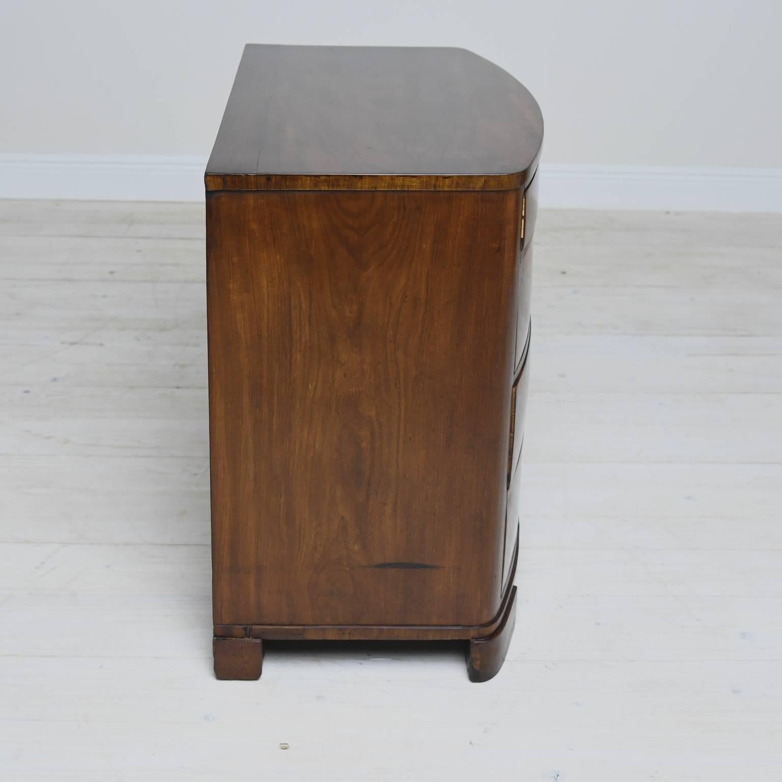 Danish Small Antique Biedermeier Chest of Drawers in Mahogany, Denmark, circa 1830