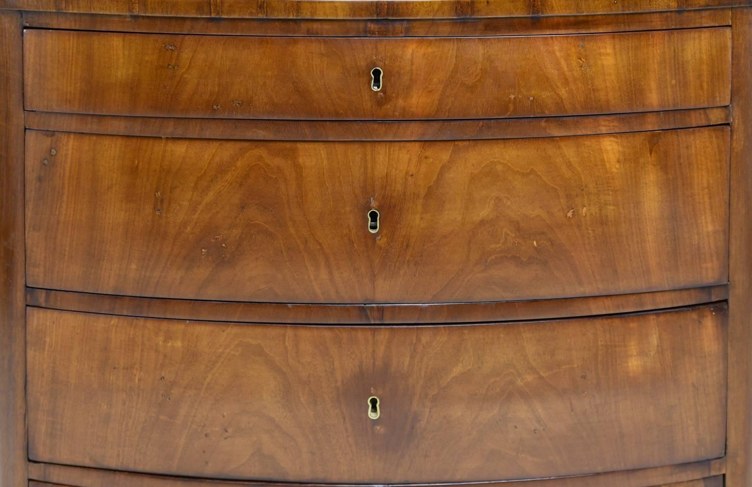 Polished Small Antique Biedermeier Chest of Drawers in Mahogany, Denmark, circa 1830