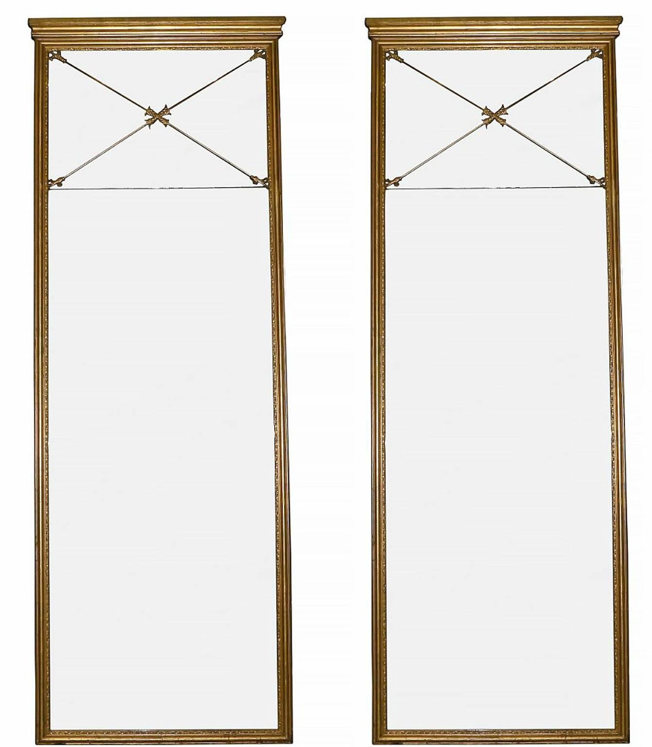 Pair of Colossal Scandinavian Empire-Style Giltwood Mirrors, circa 1880 1