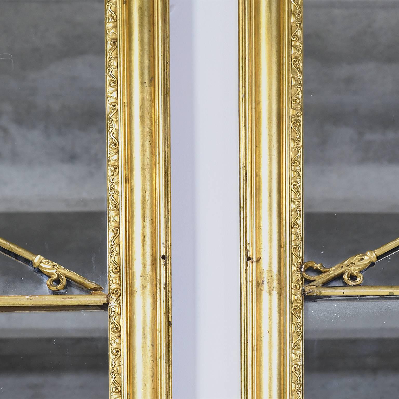 Carved Pair of Colossal Scandinavian Empire-Style Giltwood Mirrors, circa 1880