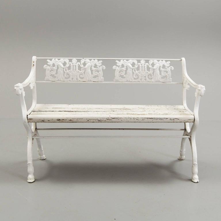Karl Friedrich Schinkel Inspired Iron Garden Bench in the Neoclassical