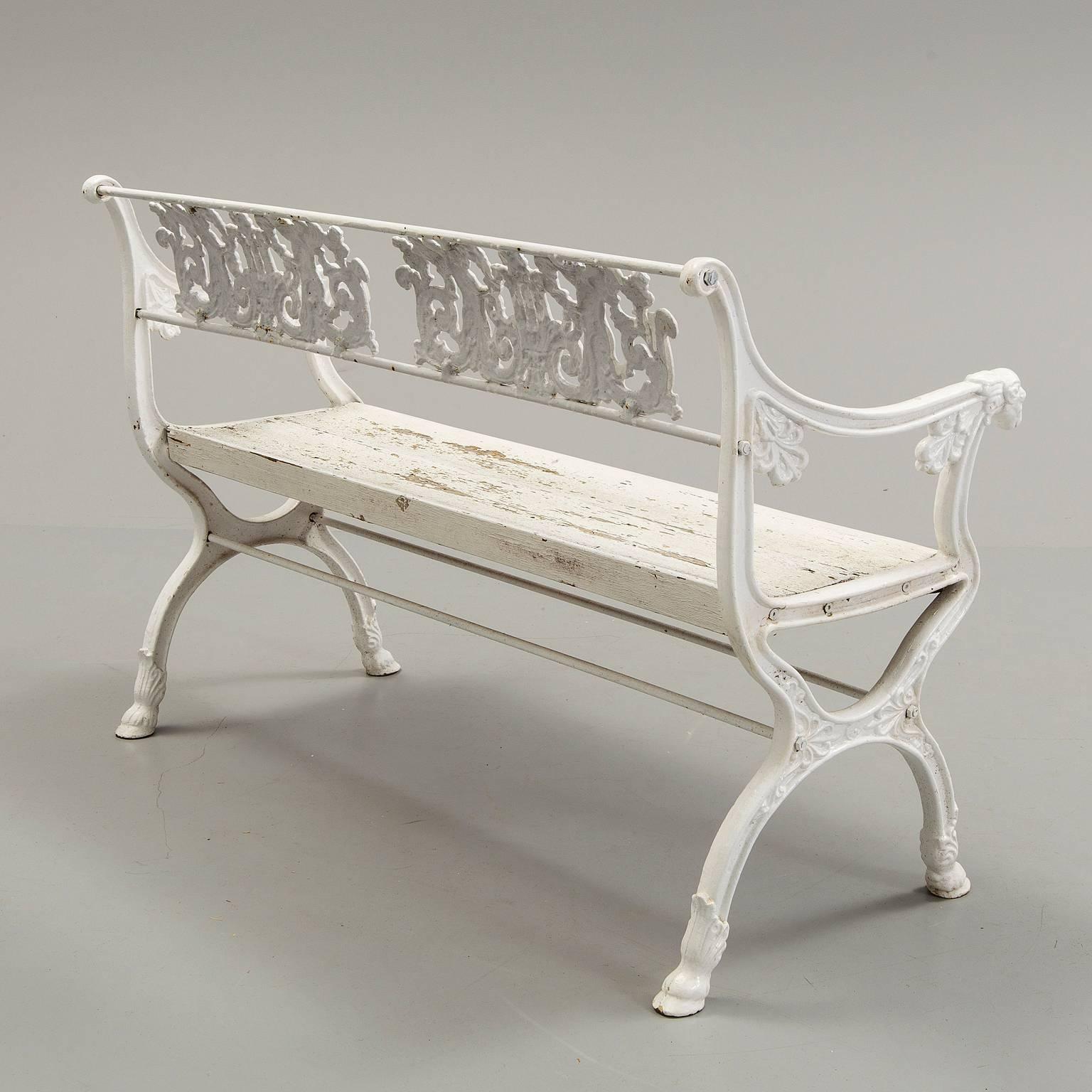 Karl Friedrich Schinkel Inspired Iron Garden Bench in the Neoclassical Style In Good Condition In Miami, FL