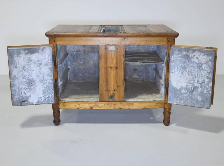 German Late 19th Century Rustic European Pine Cabinet or Ice Box For Sale