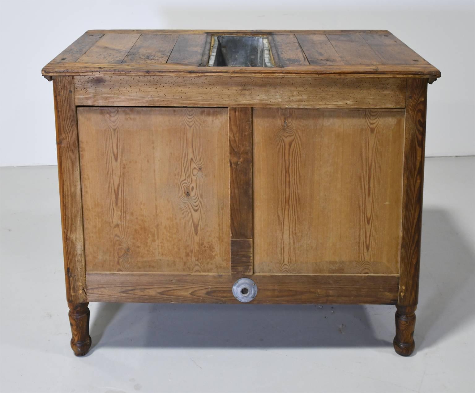 Zinc Late 19th Century Rustic European Pine Cabinet or Ice Box For Sale