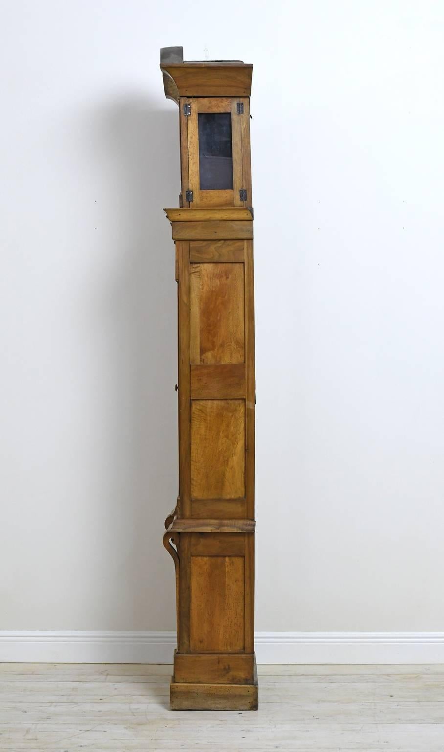 Hand-Carved Tall French Louis XVI Long Case Clock w/ Walnut Case, circa 1790 