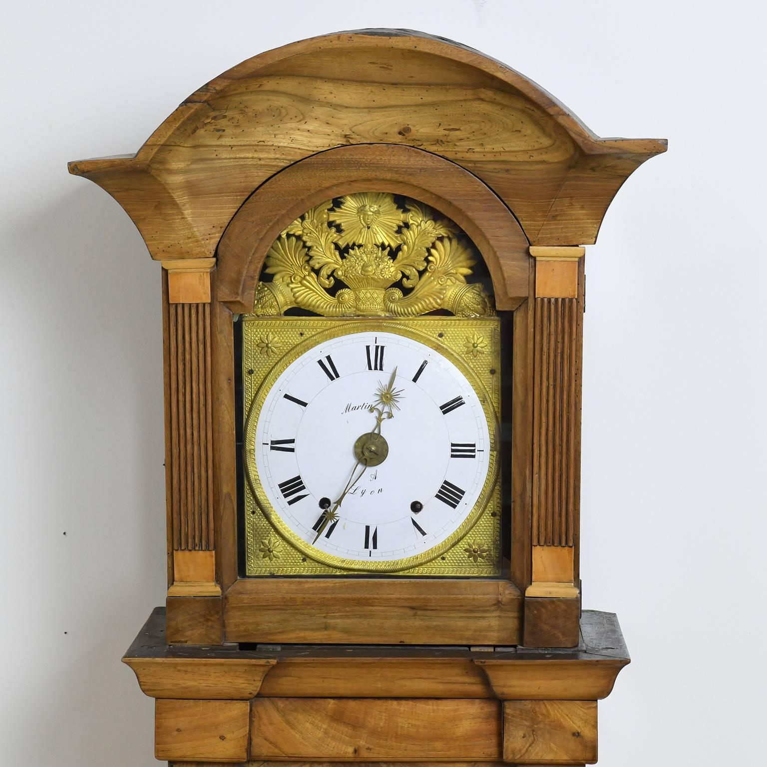 Tall French Louis XVI Long Case Clock w/ Walnut Case, circa 1790  1