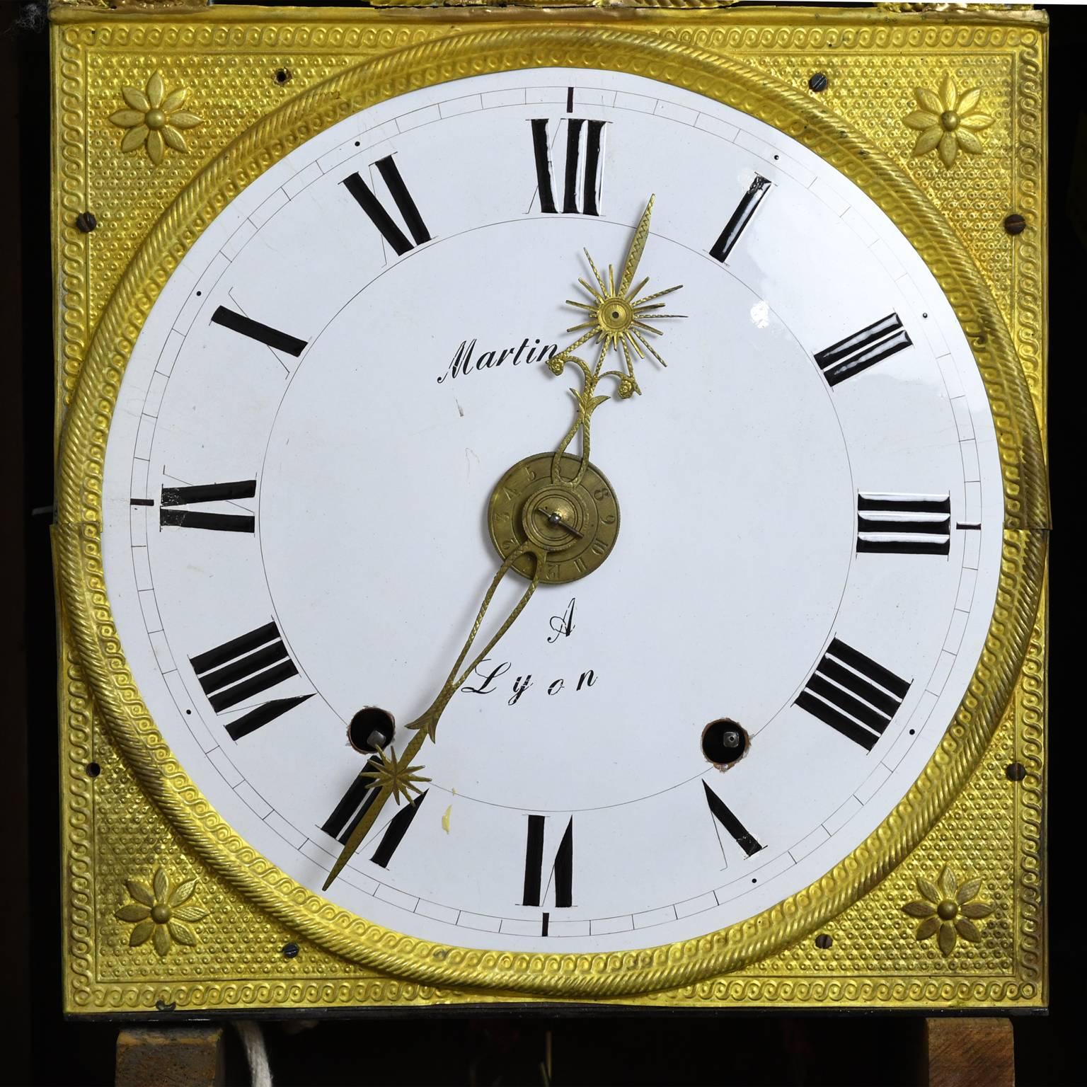 Tall French Louis XVI Long Case Clock w/ Walnut Case, circa 1790  4