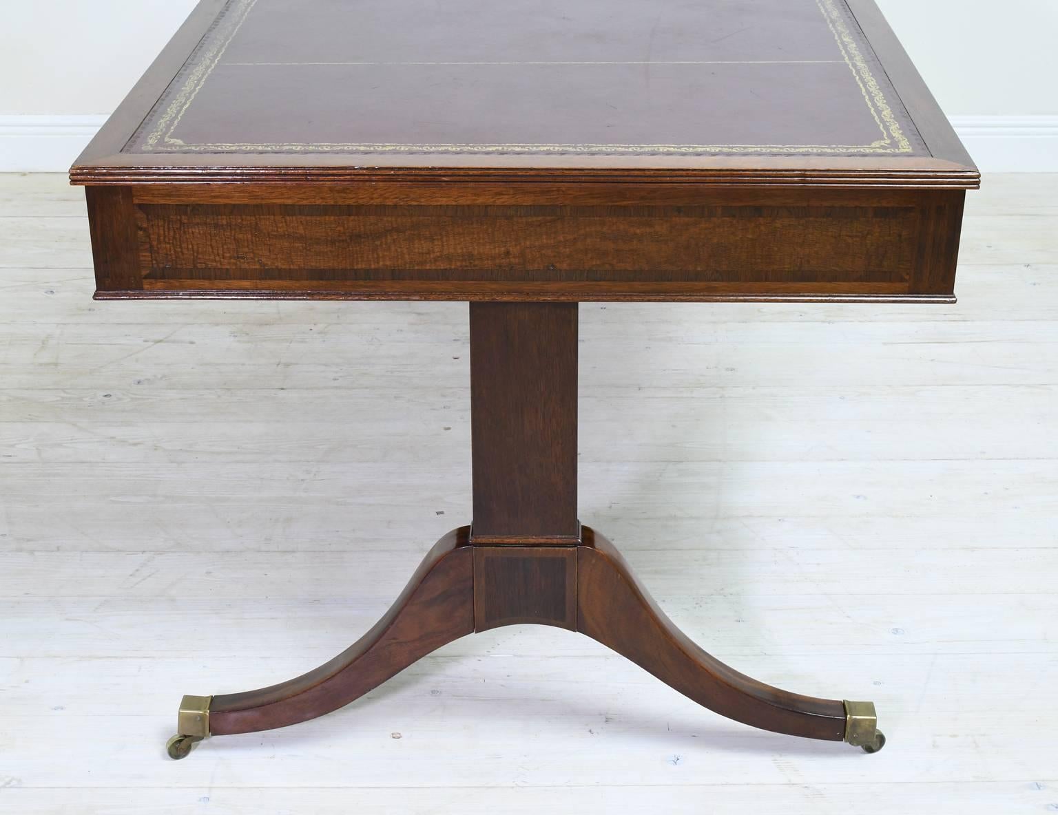 19th Century English Regency Style Partners' Desk in Mahogany with Leather Top 2