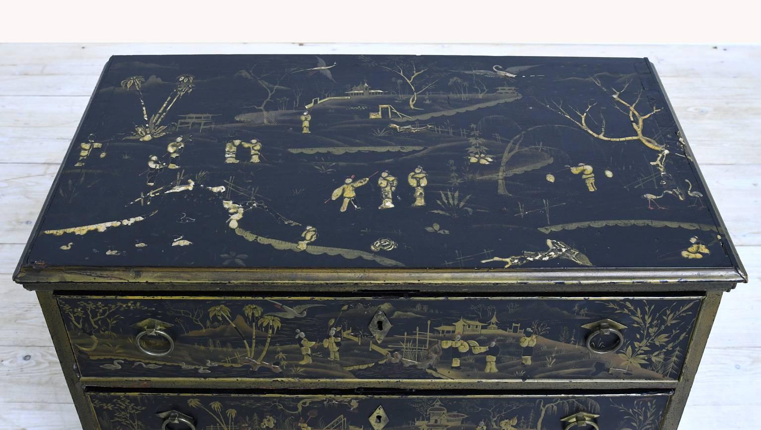 Wood 18th Century British Colonial Chinoiserie Chest of Drawers
