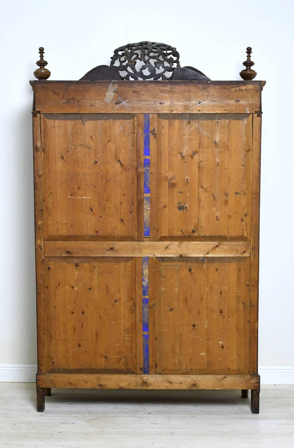 Mid-19th Century 19th Century Dutch Wilhelm II Oak Armoire/Vitrine or Bookcase/Linen Cabinet For Sale