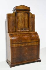 19th Century Empire Mahogany Bureau Secretary with Bookcase