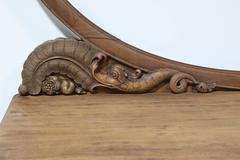 Belle Epoque Dressing Table in Mahogany with Oval Mirror with Carved Supports
