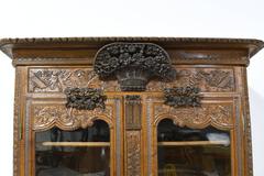 Buffet Matrimonial Francés a Deux-Corps en Roble Tallado de Normandía, circa 1800