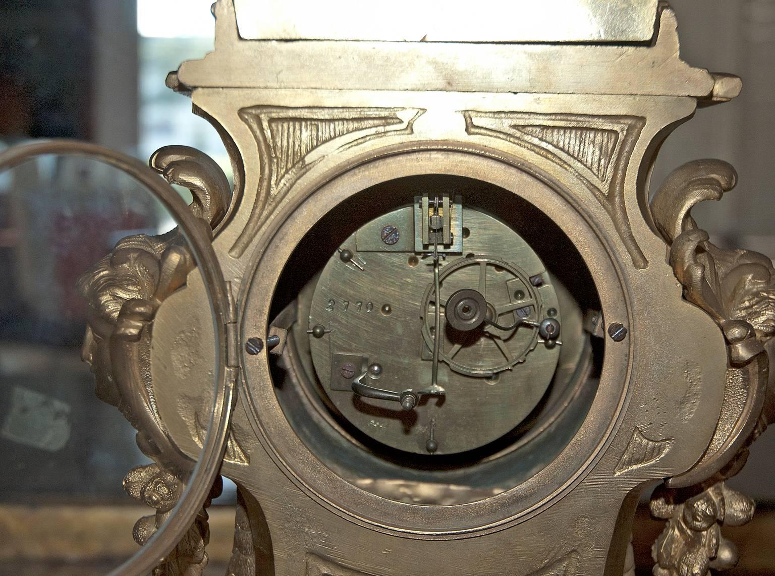 Cast 19th Century Belle Époque/ Napoleon III Bronze Dore Mantle Clock