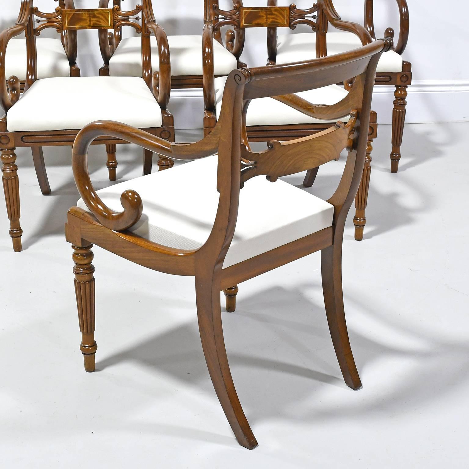 Set of Six Swedish Empire Armchairs in Mahogany, Upholstered Seats, circa 1825 3