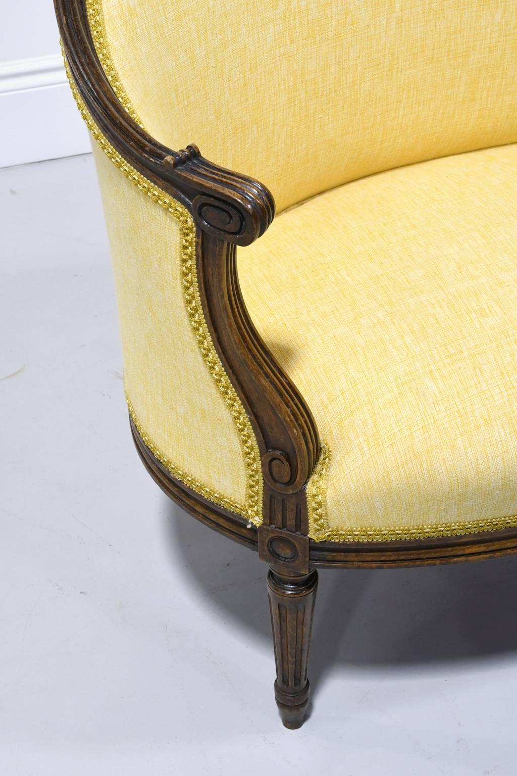 19th Century Louis XVI Style Walnut Settee or Loveseat with Upholstery 2