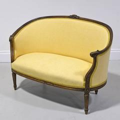 19th Century Louis XVI Style Walnut Settee or Loveseat with Upholstery