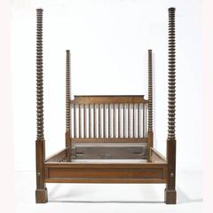 19th Century Queen Size British Colonial Style American Four-Poster Bed