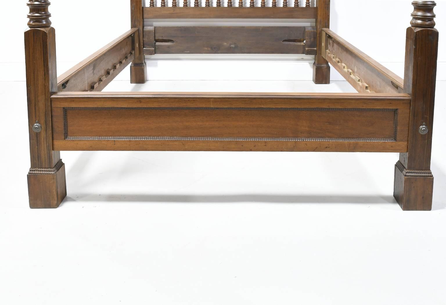 Faux Bois 19th Century Queen Size British Colonial Style American Four-Poster Bed