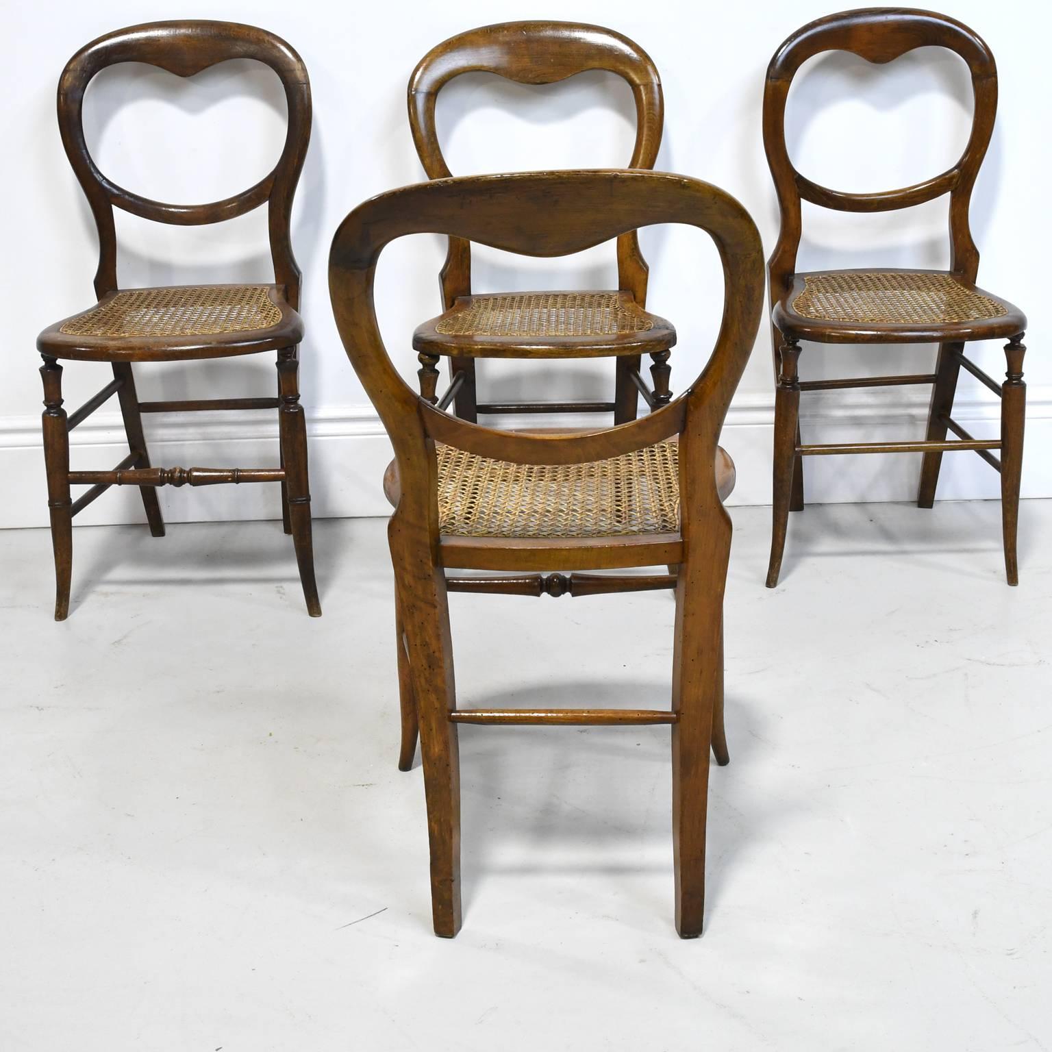 Set of Four Louis Philippe  Country French Chairs with Woven Cane Seats 2