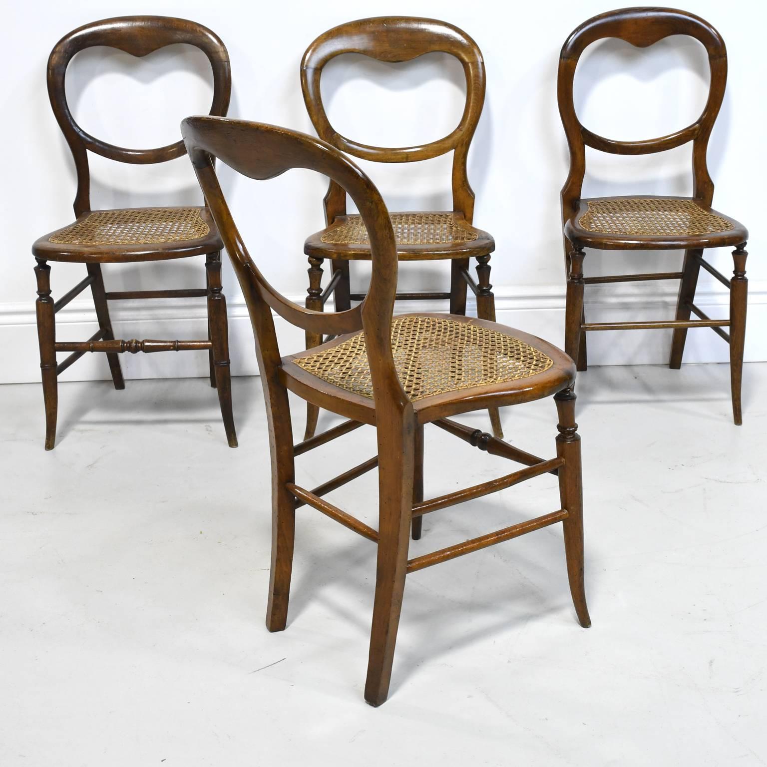 Set of Four Louis Philippe  Country French Chairs with Woven Cane Seats 3