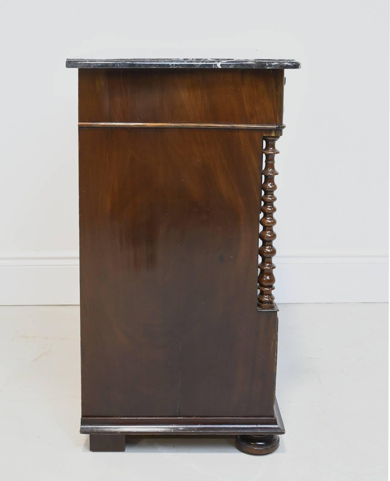 German Antique Louis Philippe Chest of Drawers in Mahogany with Black Marble Top For Sale