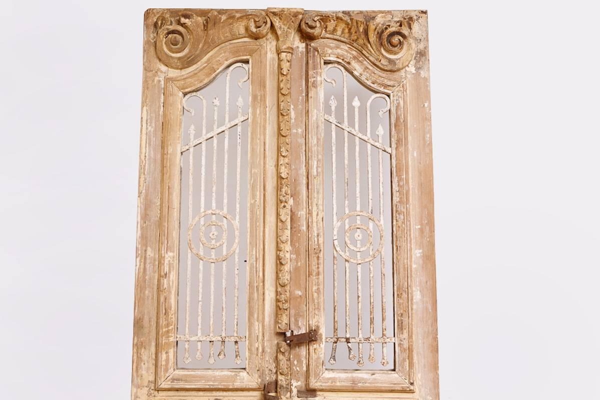 19th Century Distressed French Belle Epoque Wooden Doors in Original Paint, circa 1880