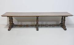 19th Century Spanish Colonial Rustic Dining Table with Carved Trestle Base