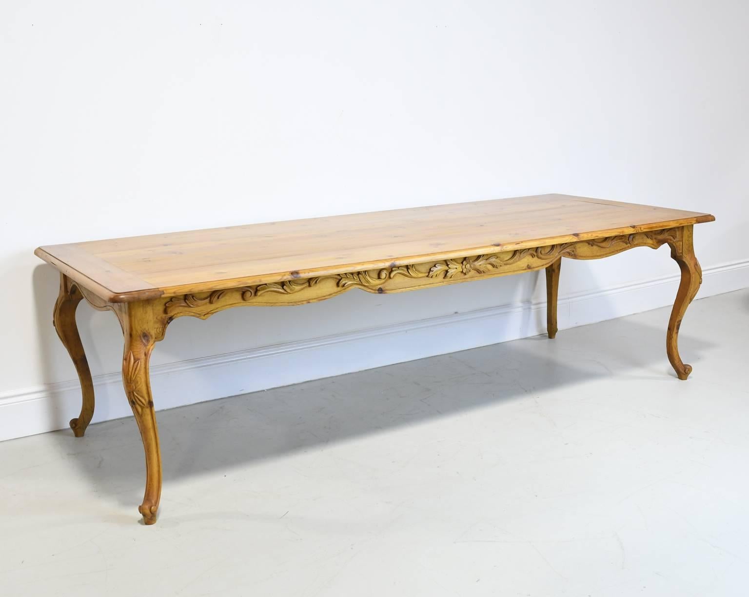 A beautiful custom-made dining table with cabriolet legs with carved knee, & carved aprons. Made entirely from re-purposed antique pine that is over 200 years old.
We have several sizes:
106