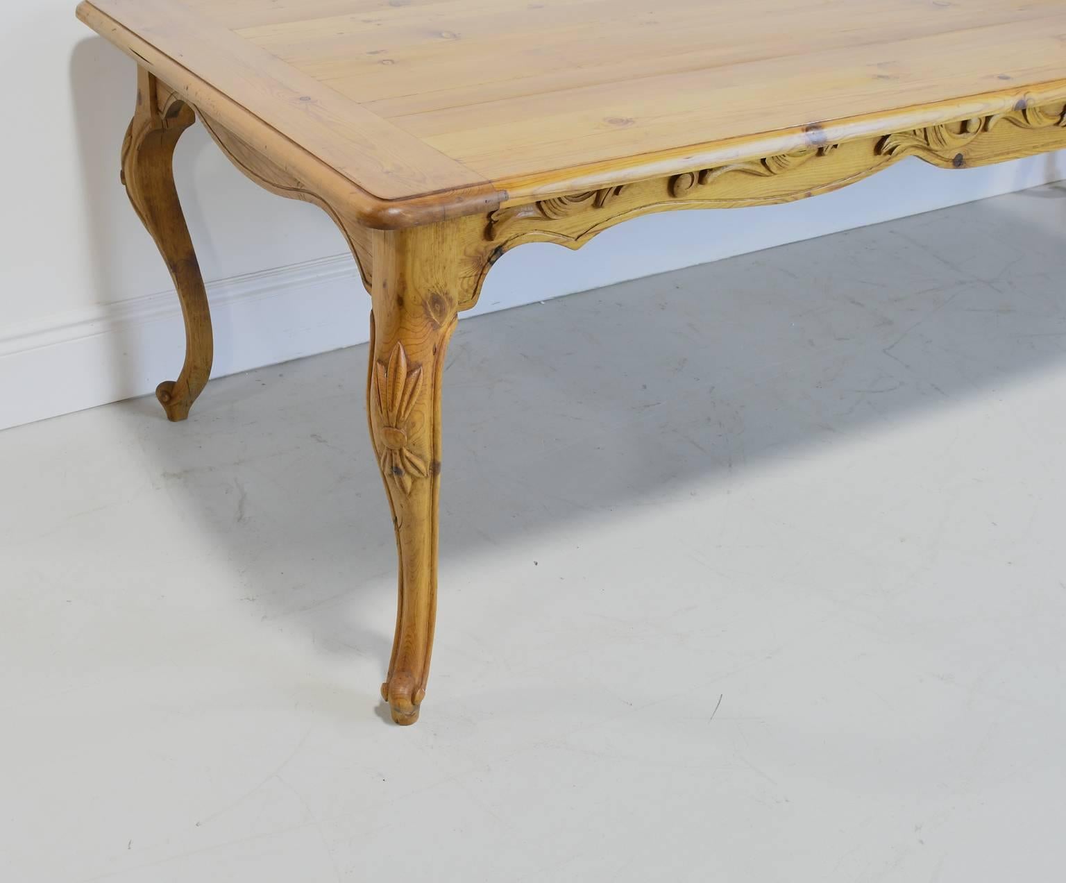French Provincial Custom-Made Kitchen or Dining Farm Table from Repurposed Antique Pine circa 1995