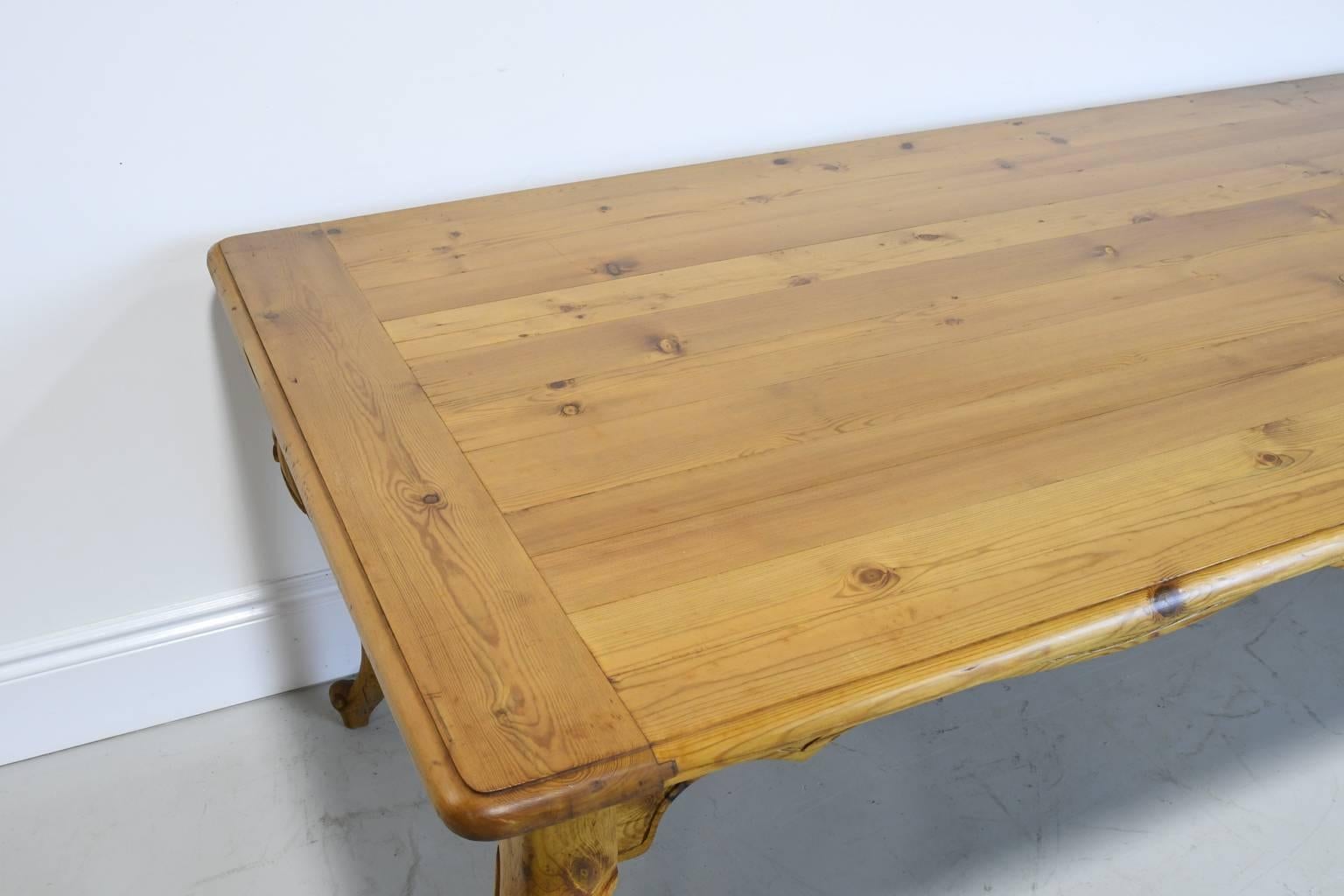 Late 20th Century Custom-Made Kitchen or Dining Farm Table from Repurposed Antique Pine circa 1995