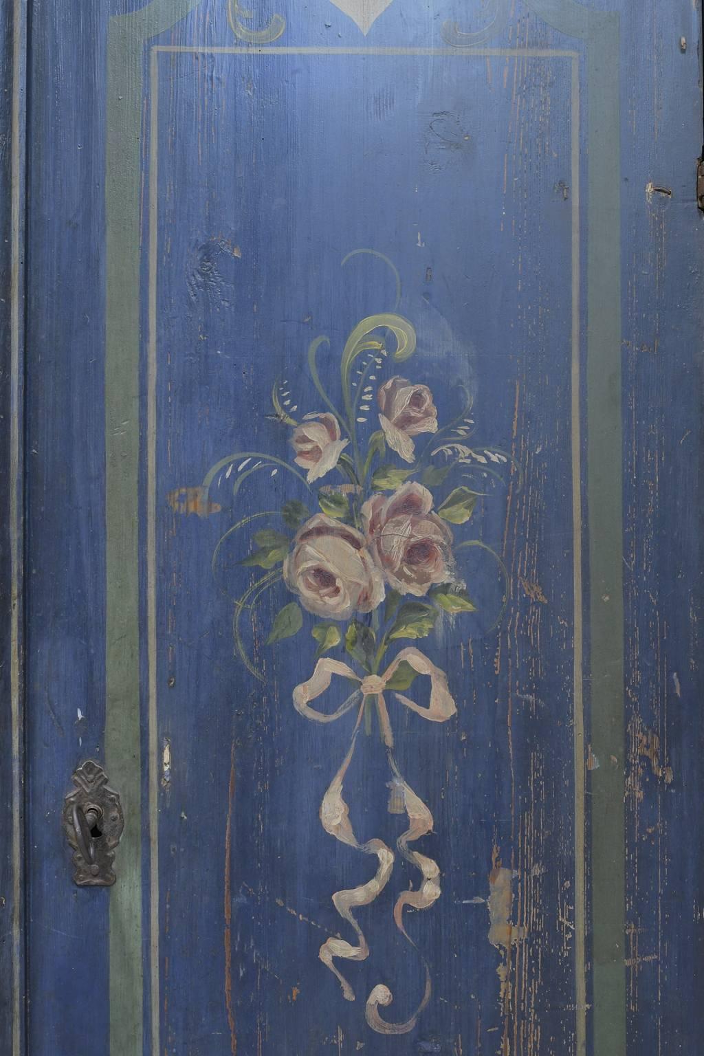 Rococo 18th Century Wedding Armoire with Original Blue Paint