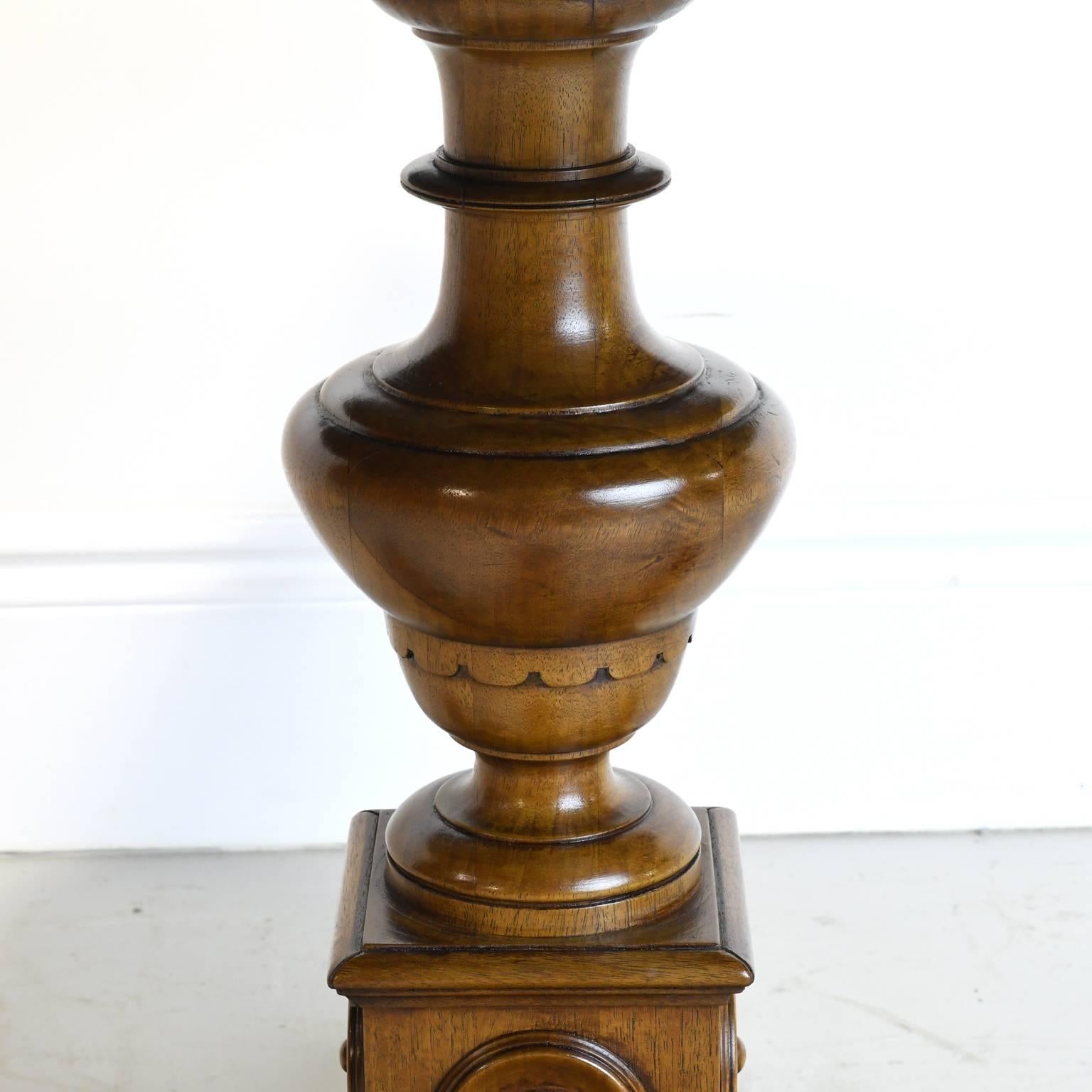 American Belle Époque Table with Inlaid Octagonal Top over Carved Pedestal Base