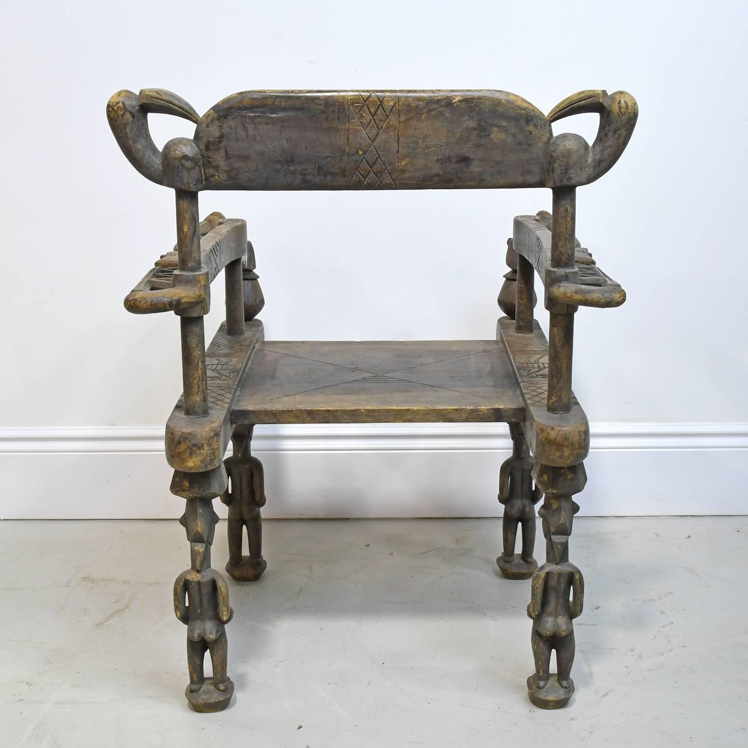 Hand-Carved Ceremonial Fertility Chair of the Senufo People, West Africa