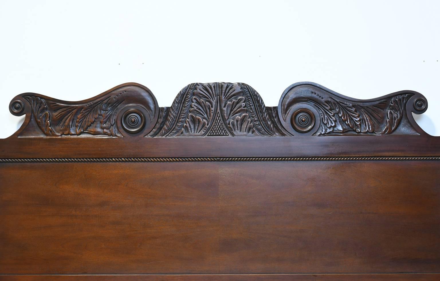 British Colonial Ralph Lauren Carved Four-Poster King-Size Bed in Solid Mahogany