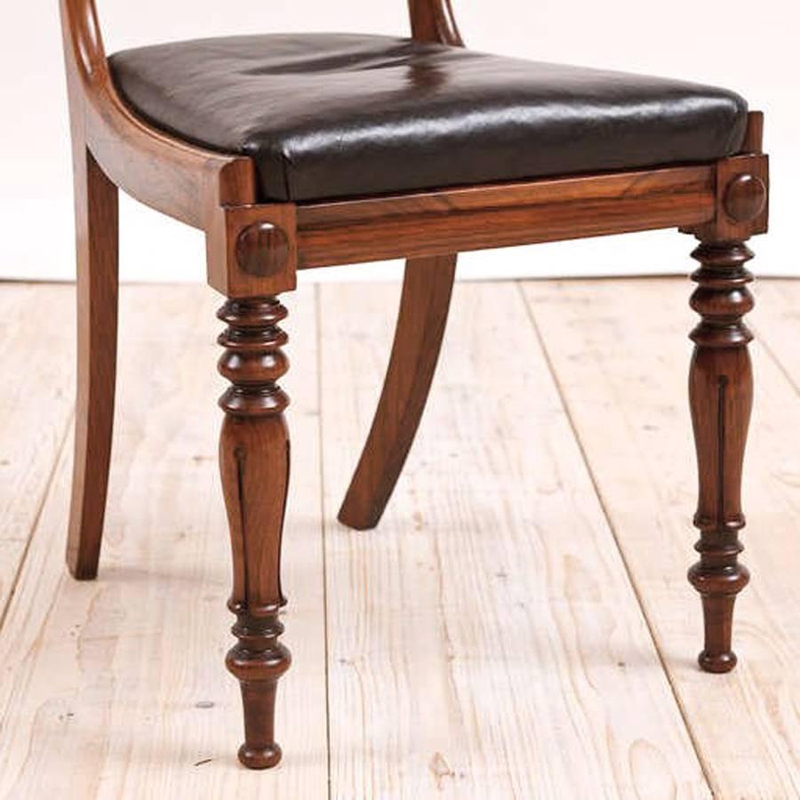 English Regency Rosewood Chair with Black Leather Upholstery, circa 1830 4