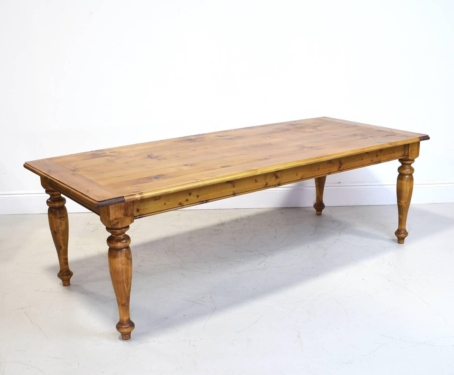 Dutch 8' Long European Country Farmhouse Dining or Kitchen Table in Pine, circa 1990s