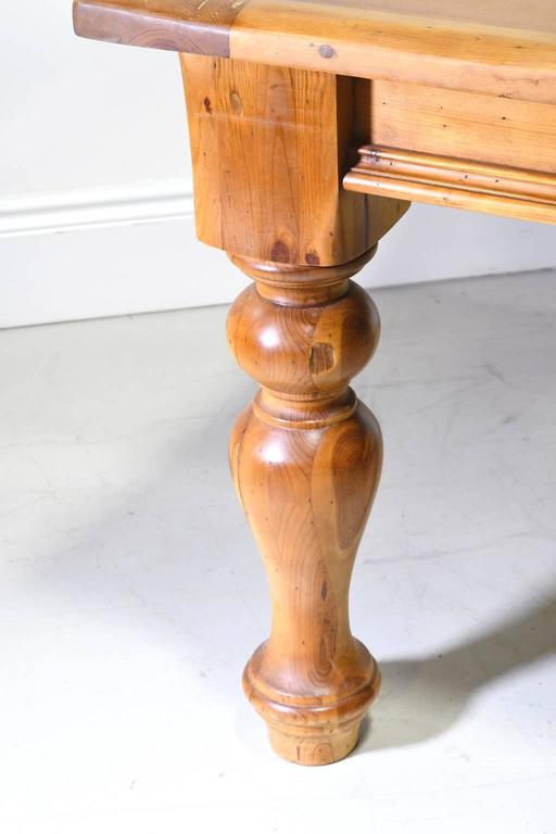 Farmhouse Kitchen Table In Pine With Massive Turned Legs Circa 1990 For Sale At 1stdibs