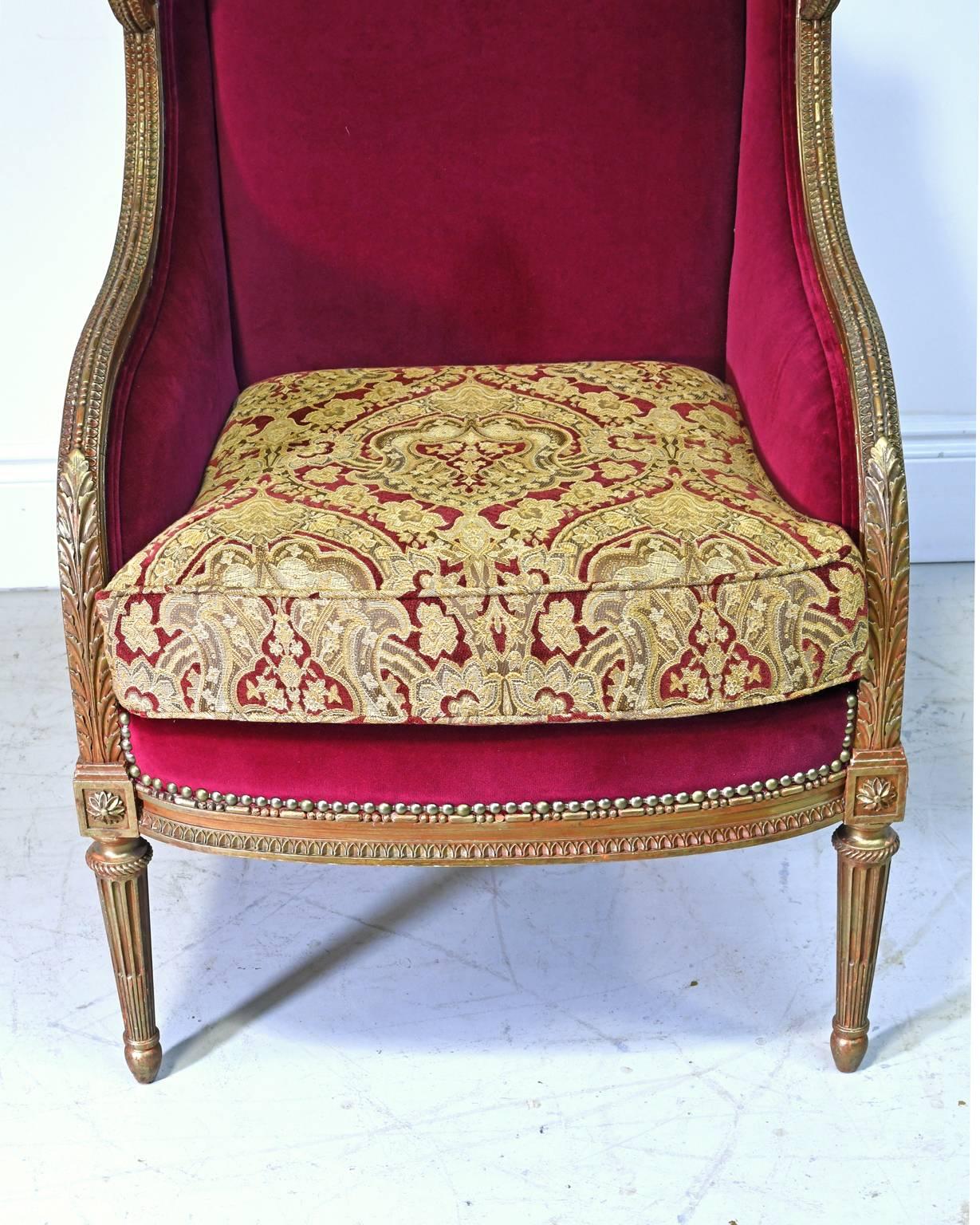 Pair of French 19th Century Louis XVI Style Bergeres or Wingback Chairs 2