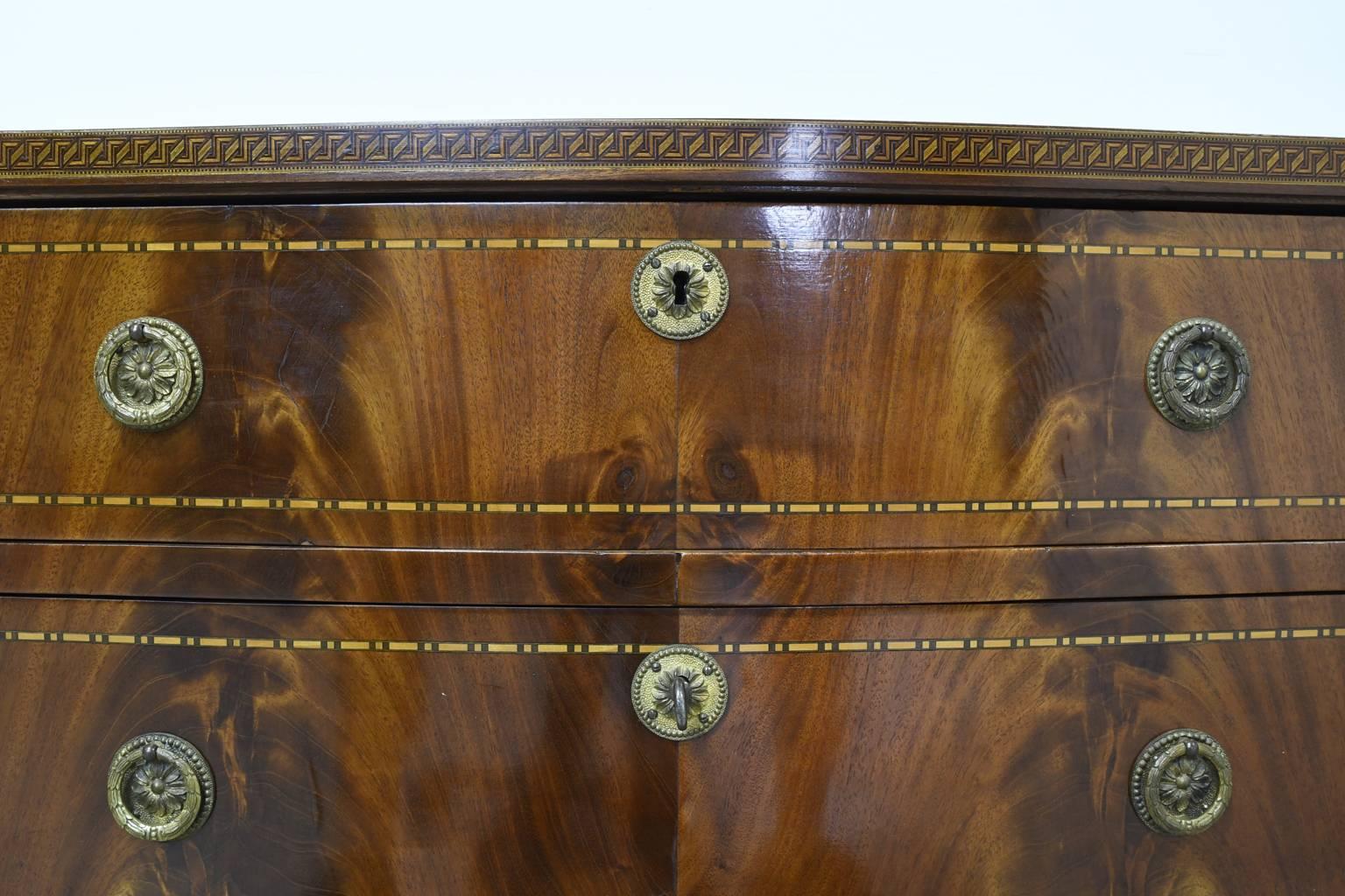 19th Century Danish Chest of Drawers in Mahogany with Marquetry Inlays 1