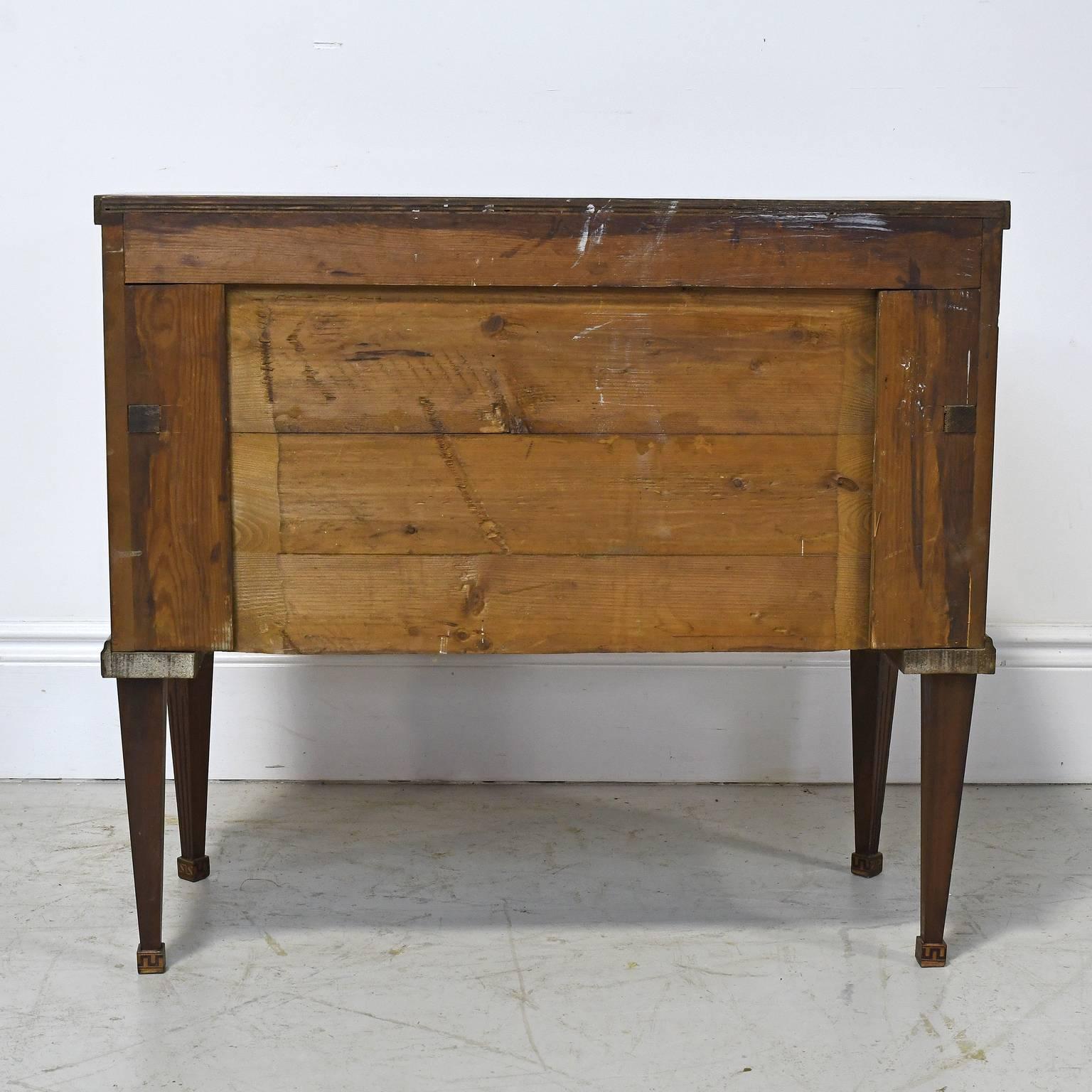 Polished 19th Century Danish Chest of Drawers in Mahogany with Marquetry Inlays