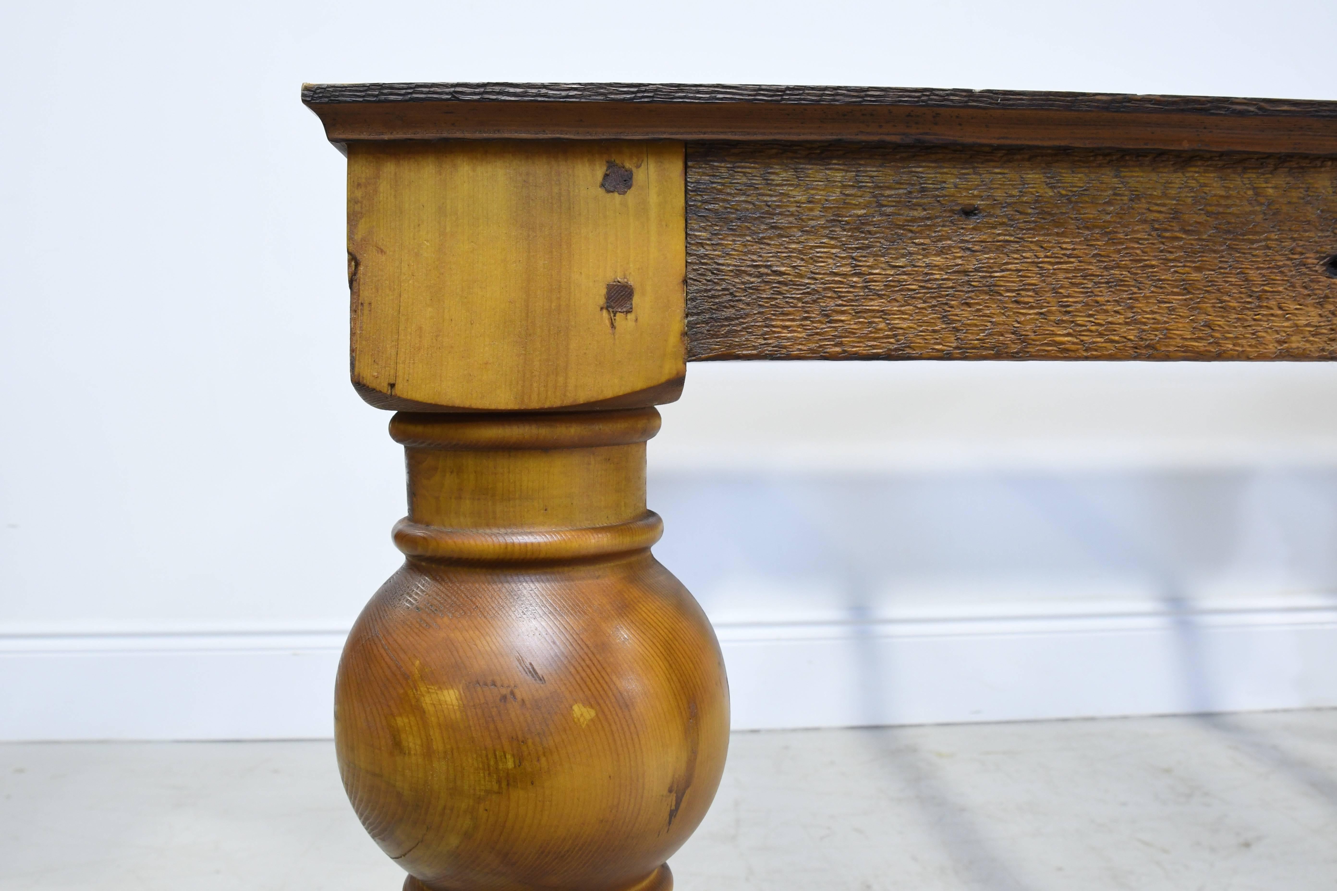 American Vintage Pine Farmhouse Table Base Without Top