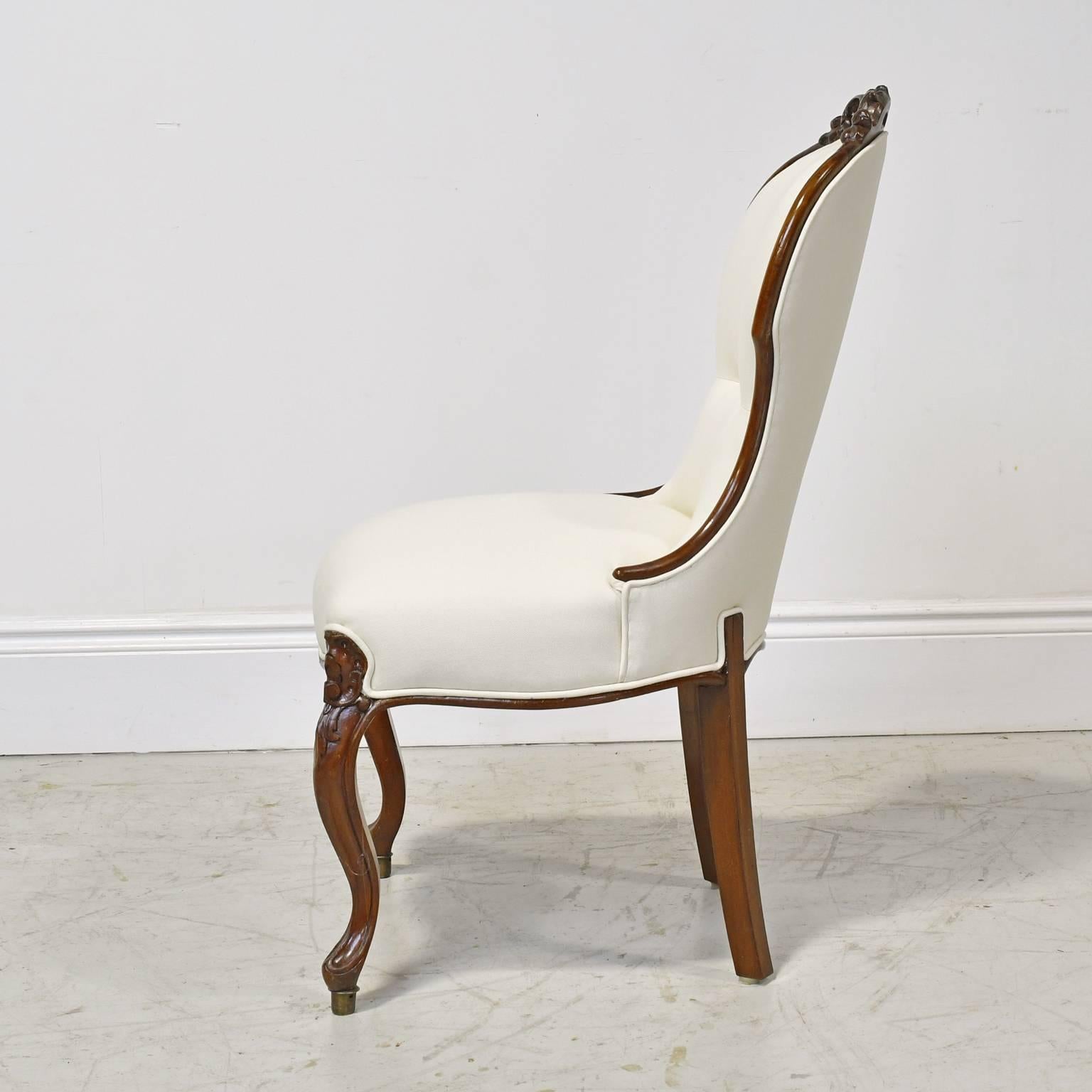 Louis Philippe Set of Six Mid-19th Century Dining Chairs with Upholstered Seat and Back