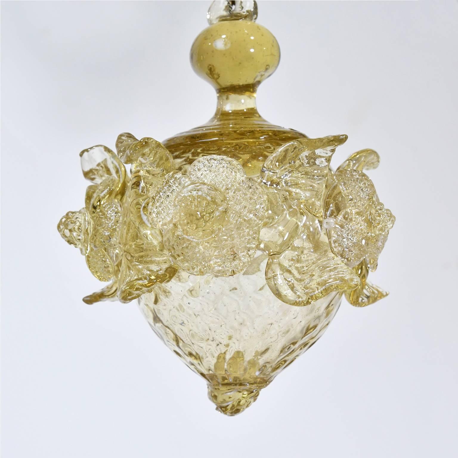 Molded Large 20th Century Venetian Murano Glass Chandelier with Six Arms