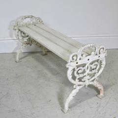 Small Early 20th Century Swedish Rococo Style Garden Bench in Cast Iron
